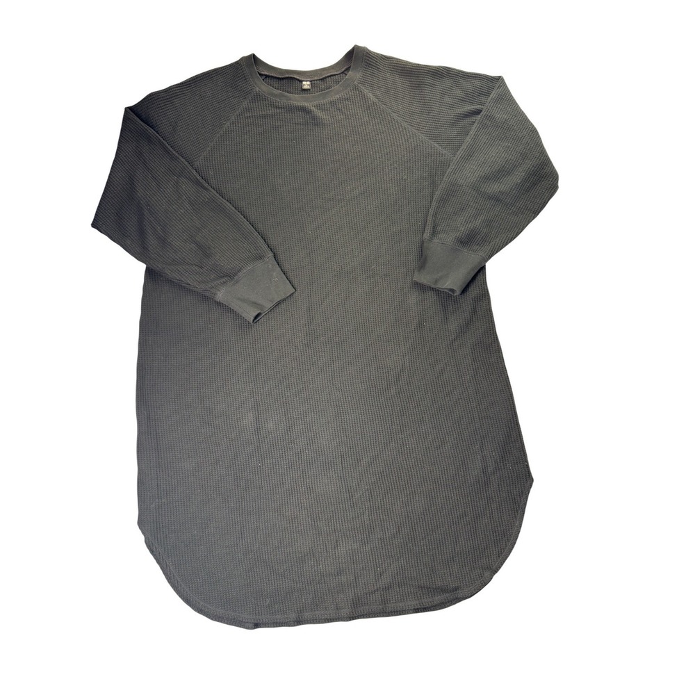 Uniqlo Waffle Knit Crew Neck Raglan Sleeve Dress Charcoal Gray XL